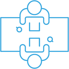 icon of 2 people meeting face-to-face